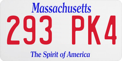 MA license plate 293PK4