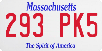 MA license plate 293PK5