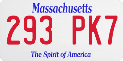 MA license plate 293PK7
