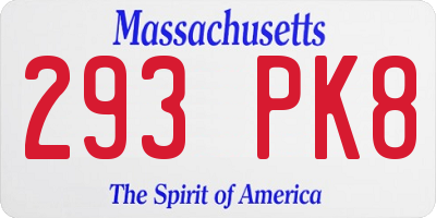 MA license plate 293PK8