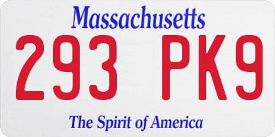 MA license plate 293PK9