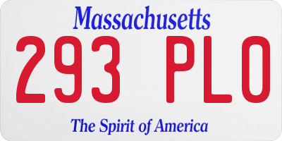 MA license plate 293PL0