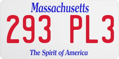 MA license plate 293PL3