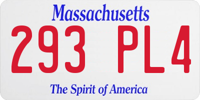 MA license plate 293PL4