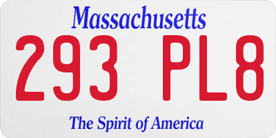 MA license plate 293PL8