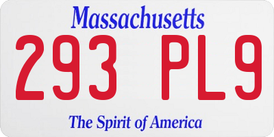 MA license plate 293PL9