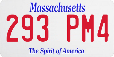 MA license plate 293PM4