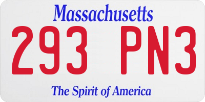 MA license plate 293PN3