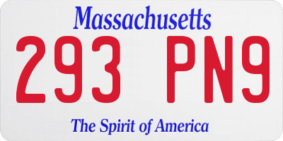 MA license plate 293PN9