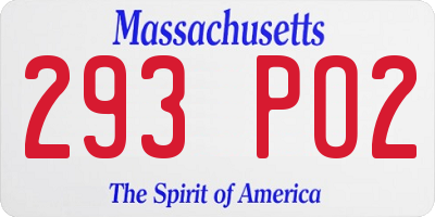 MA license plate 293PO2