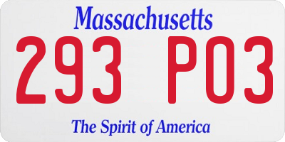 MA license plate 293PO3
