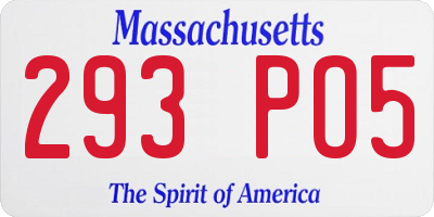 MA license plate 293PO5