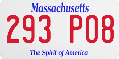 MA license plate 293PO8