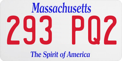 MA license plate 293PQ2