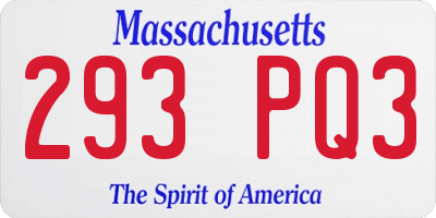 MA license plate 293PQ3