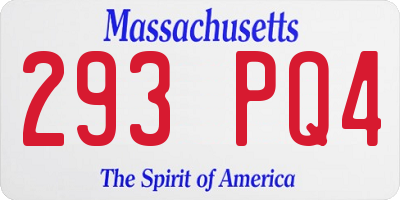 MA license plate 293PQ4
