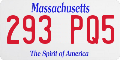 MA license plate 293PQ5