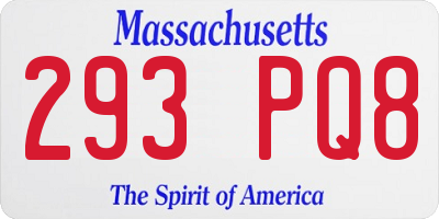MA license plate 293PQ8