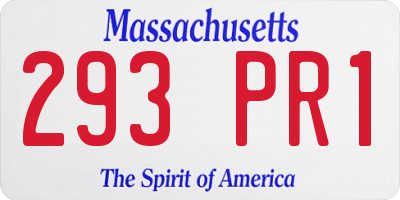 MA license plate 293PR1
