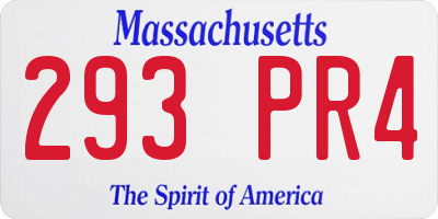 MA license plate 293PR4