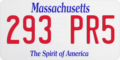 MA license plate 293PR5