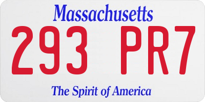 MA license plate 293PR7
