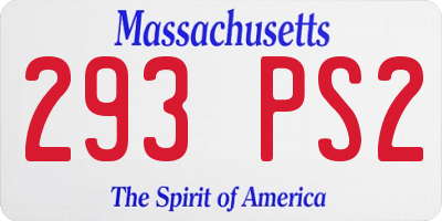MA license plate 293PS2