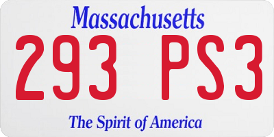 MA license plate 293PS3