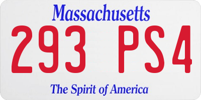 MA license plate 293PS4