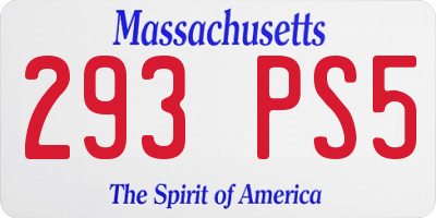 MA license plate 293PS5