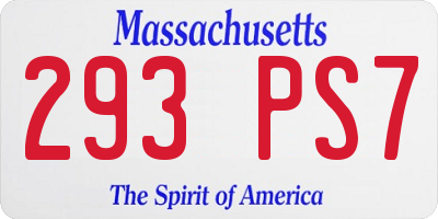MA license plate 293PS7