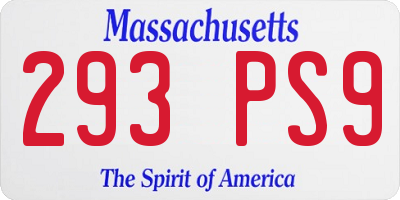 MA license plate 293PS9