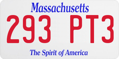MA license plate 293PT3