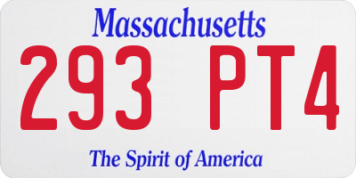 MA license plate 293PT4