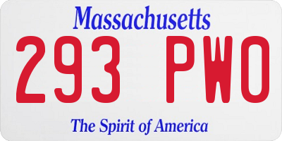 MA license plate 293PW0