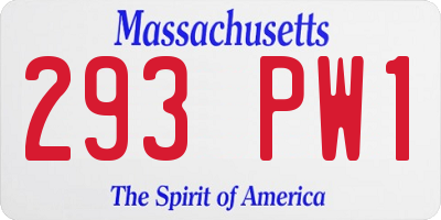 MA license plate 293PW1