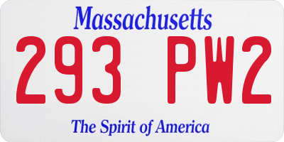 MA license plate 293PW2