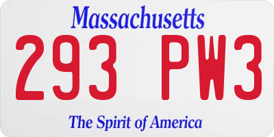 MA license plate 293PW3