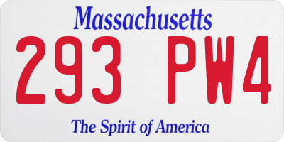 MA license plate 293PW4