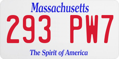 MA license plate 293PW7