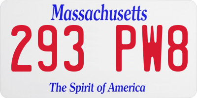 MA license plate 293PW8