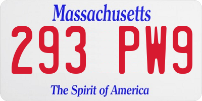 MA license plate 293PW9