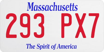 MA license plate 293PX7