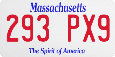 MA license plate 293PX9