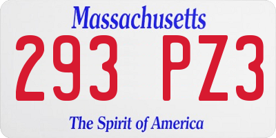 MA license plate 293PZ3