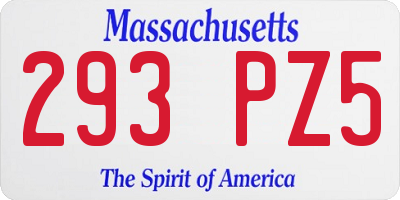 MA license plate 293PZ5