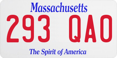 MA license plate 293QA0