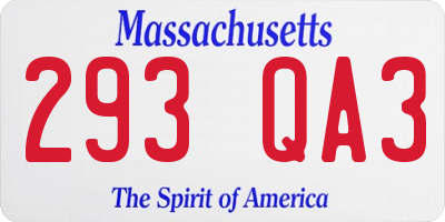 MA license plate 293QA3