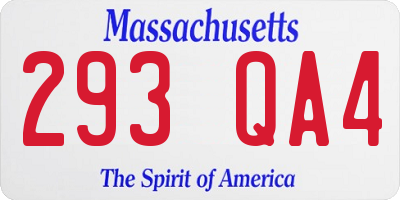 MA license plate 293QA4