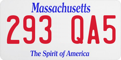MA license plate 293QA5